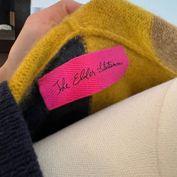 Elder Statesman Sin Baja Blue & Yellow Striped Cashmere Sweater - Picture 2 of 3